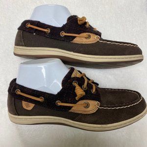 Sperry Top-Sider Brown Songfish Suede Boat Shoes, Women's‎ size 7.5